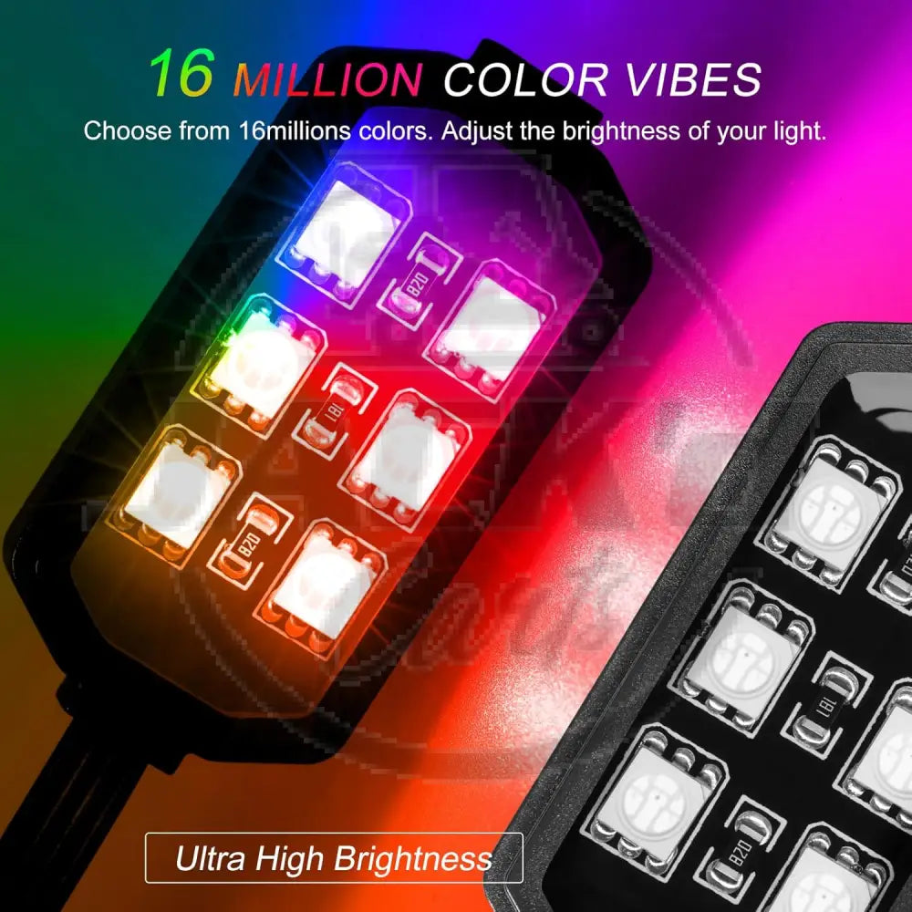 12 Pcs Motorcycle LED Light Kit APP Control RGB Motorcycle LED Lights 16 Million Color Dual Remote Brake Light Music