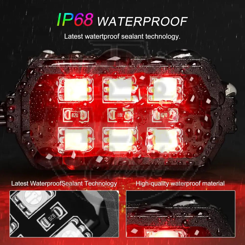 12 Pcs Motorcycle LED Light Kit APP Control RGB Motorcycle LED Lights 16 Million Color Dual Remote Brake Light Music