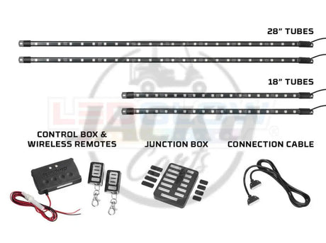 12-Volt Million Color Expandable LED 4-Seater Golf Cart Underbody Lighting Kit with 2 Piece Canopy & 2 Piece Interior