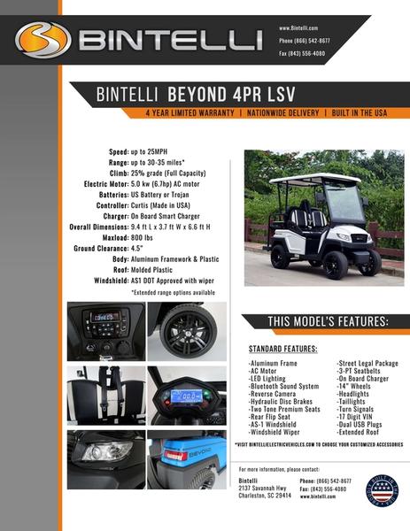 2023 Bintelli Electric Vehicles Beyond 4PR- Black