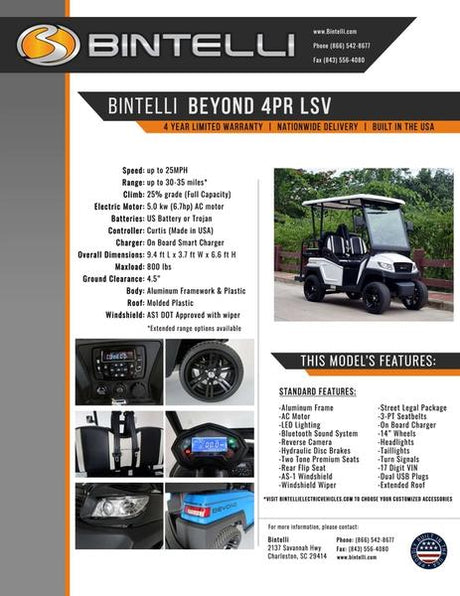 2023 Bintelli Electric Vehicles Beyond 4PR- Black