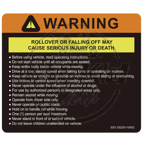 Operator Warning Decal OEM Parts
