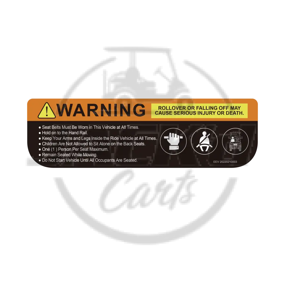 Rear Seat Occupant Warning Decal OEM Parts