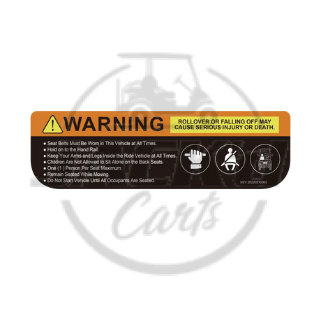 Rear Seat Occupant Warning Decal OEM Parts