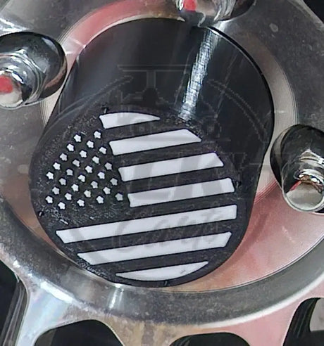 Tire Center Cap Cover Set BLACK & WHITE FLAG Accessories