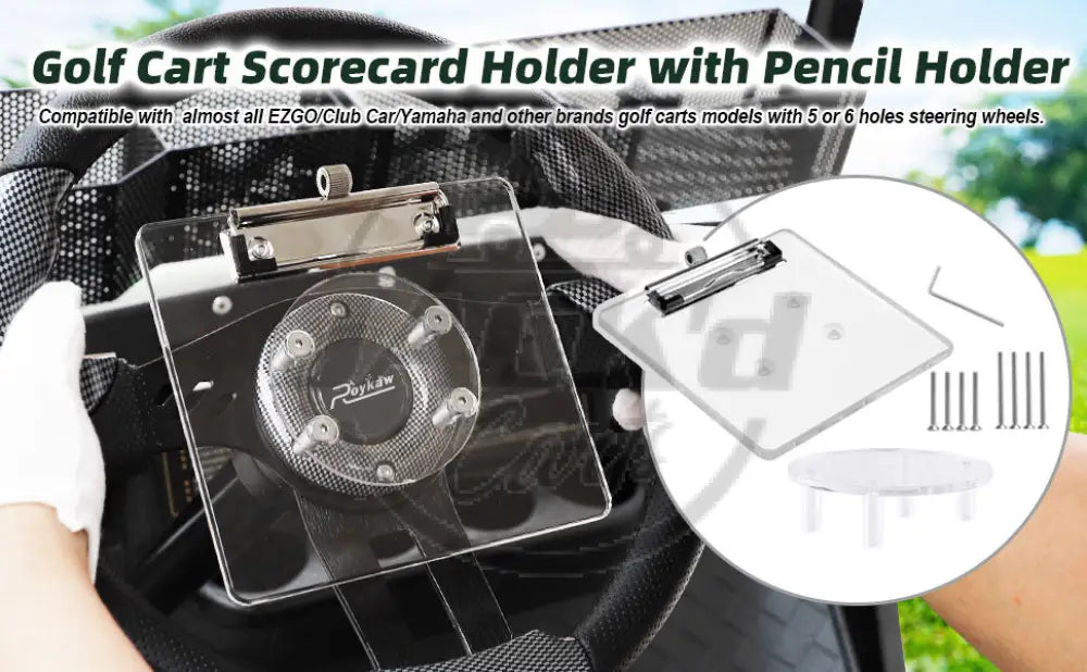 D2 Golf Cart Scorecard Pro Holder with Pencil Holder Accessories