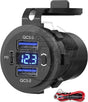 Dual USB Quick Charge 3.0 Port & PD USB C Car Charger Socket 12V USB Outlet with Voltmeter and Power Switch for Car
