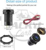 Dual USB Quick Charge 3.0 Port & PD USB C Car Charger Socket 12V USB Outlet with Voltmeter and Power Switch for Car