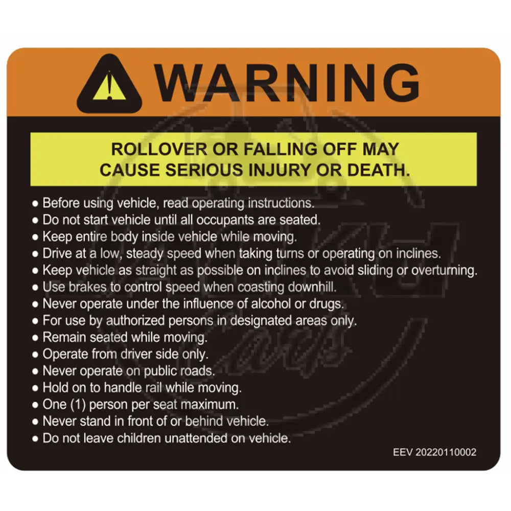 Operator Warning Decal OEM Parts